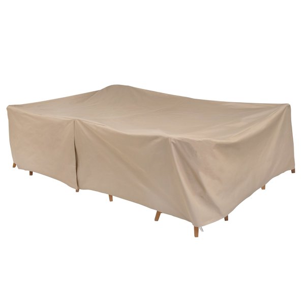 Modern Leisure Basics Rect/Oval Patio Table & Chair Set Cover, 115 in. L x 76 in. W x 3 in. H, Khaki 8576A